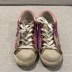 Golden Goose Glitter Pink and Leopard Sneakers